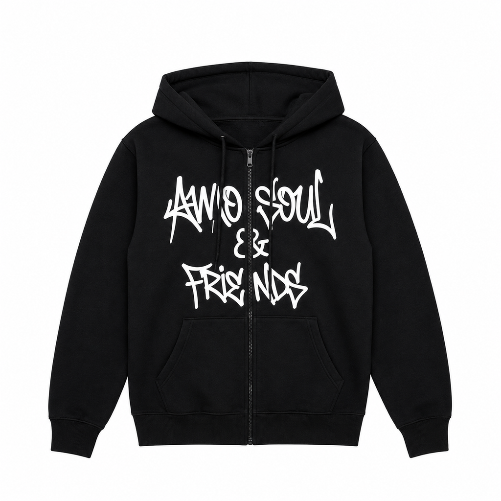 Amosoul & Friends Graffiti Zip-Up Hoodie